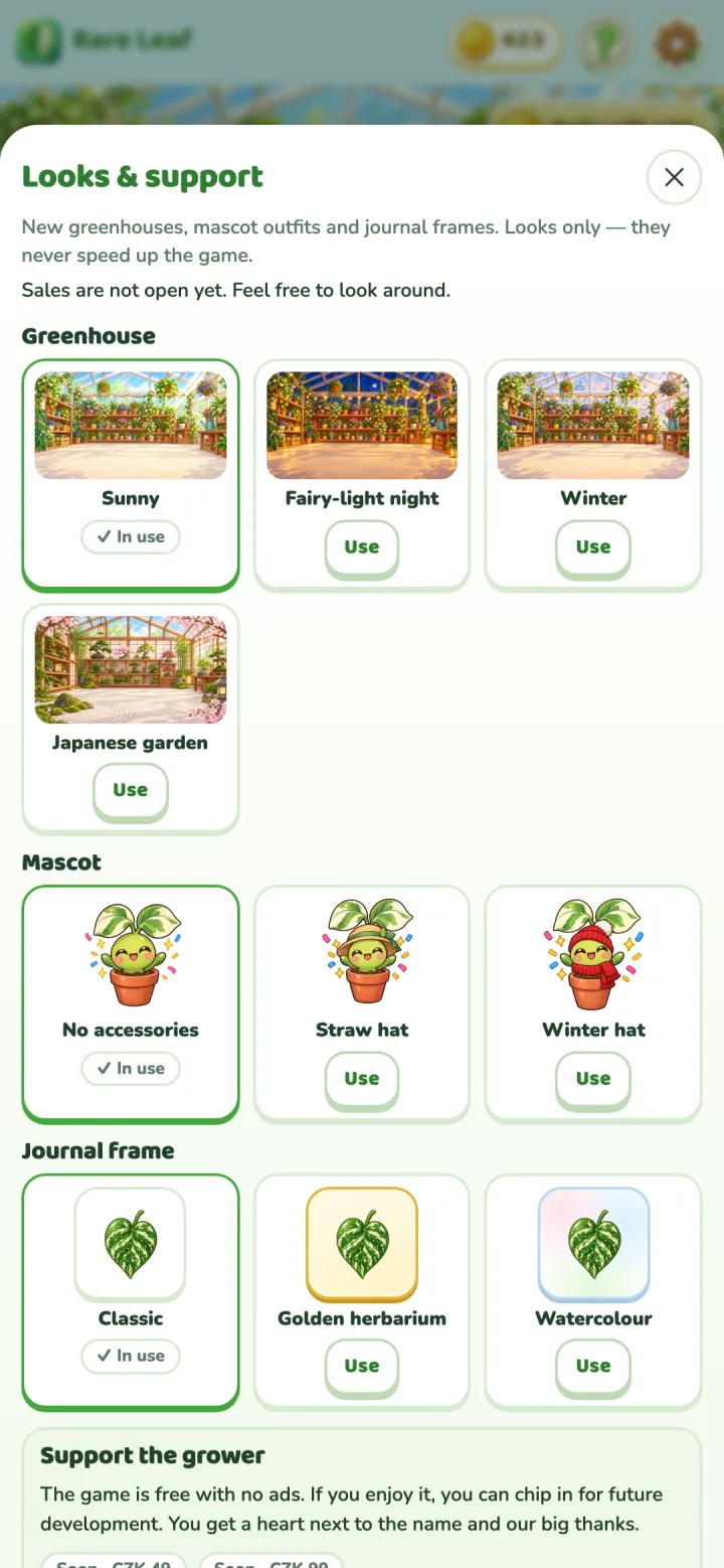 Rare Leaf Tycoon: Looks & support