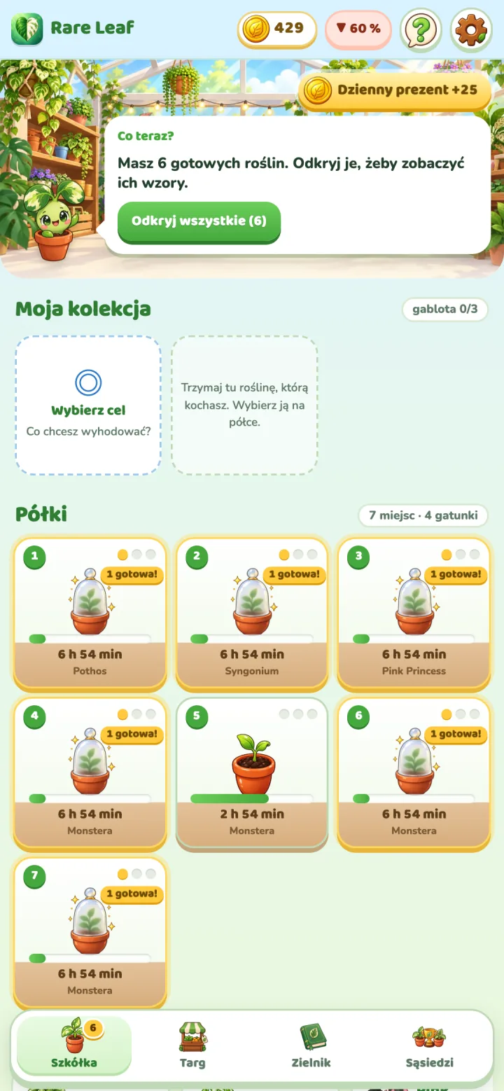 Rare Leaf Tycoon: Półki w szkółce