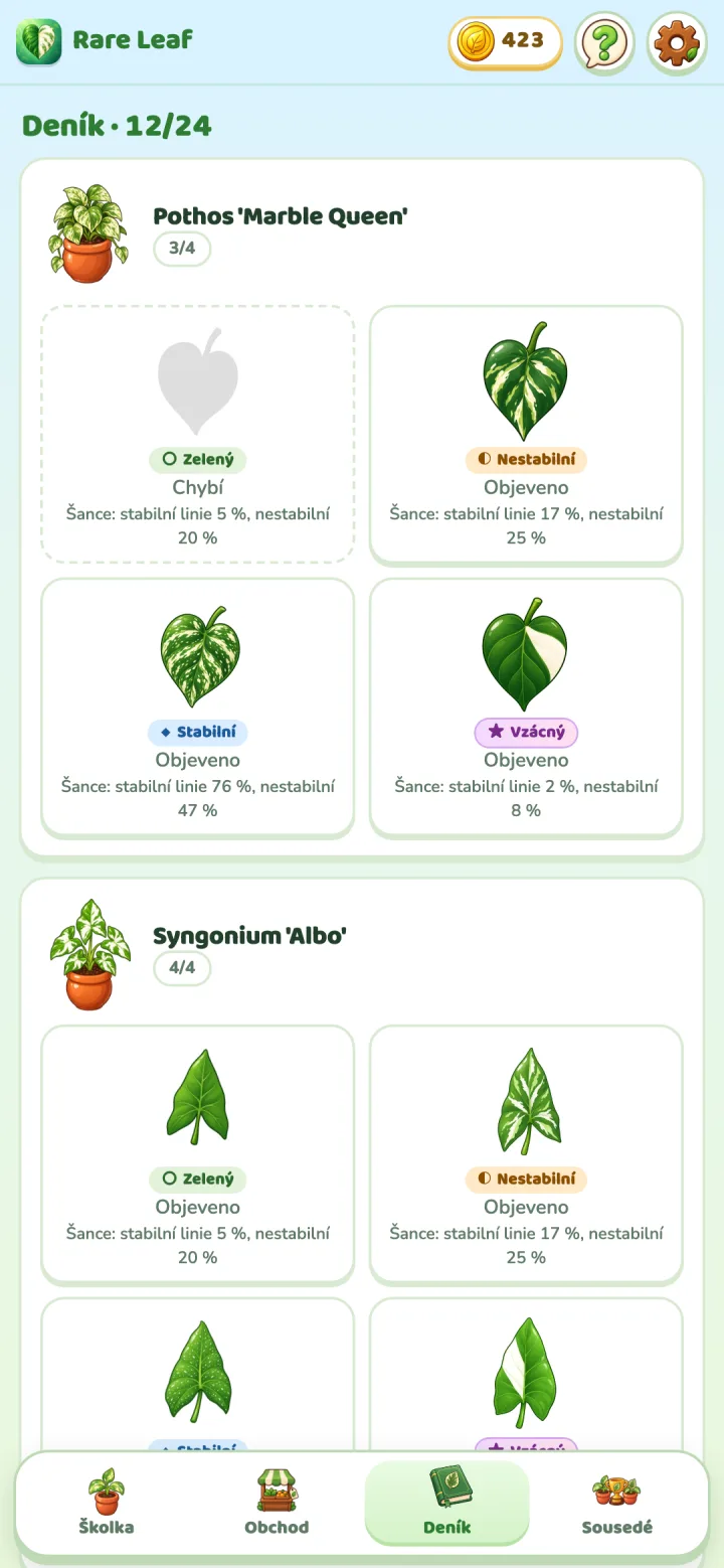 Rare Leaf Tycoon: Herbář